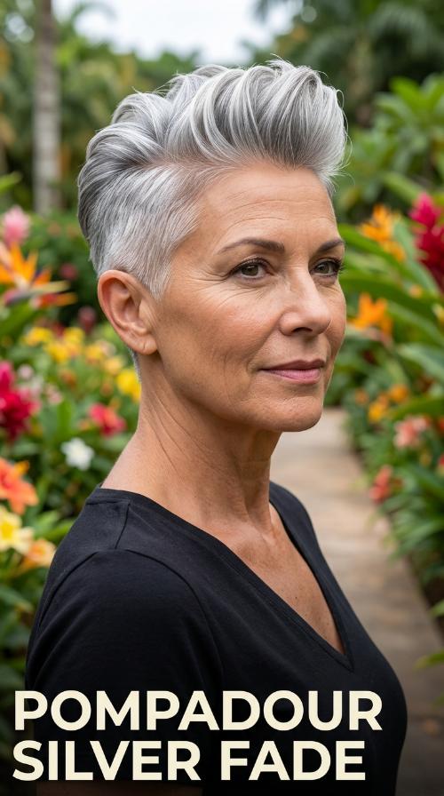 Pompadour Silver Fade