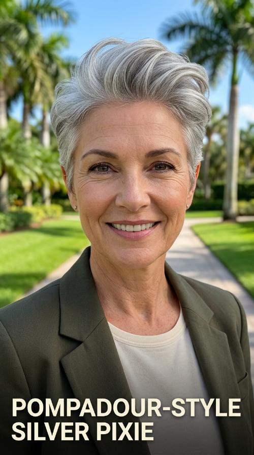 Pompadour-Style Silver Pixie