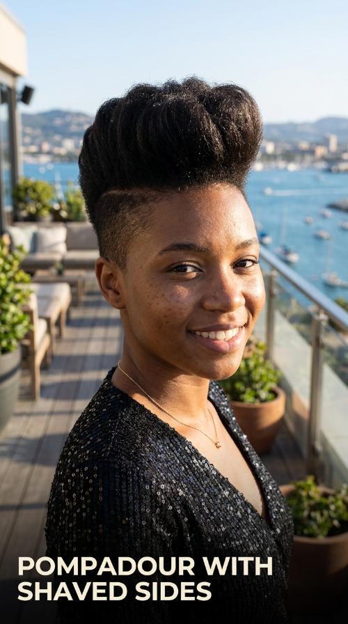 Pompadour with Shaved Sides