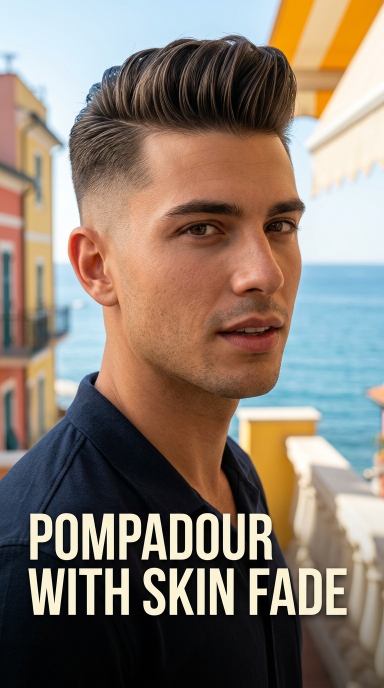 Pompadour with Skin Fade