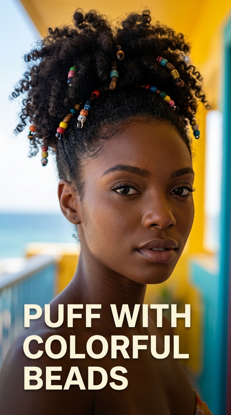 Puff with Colorful Beads