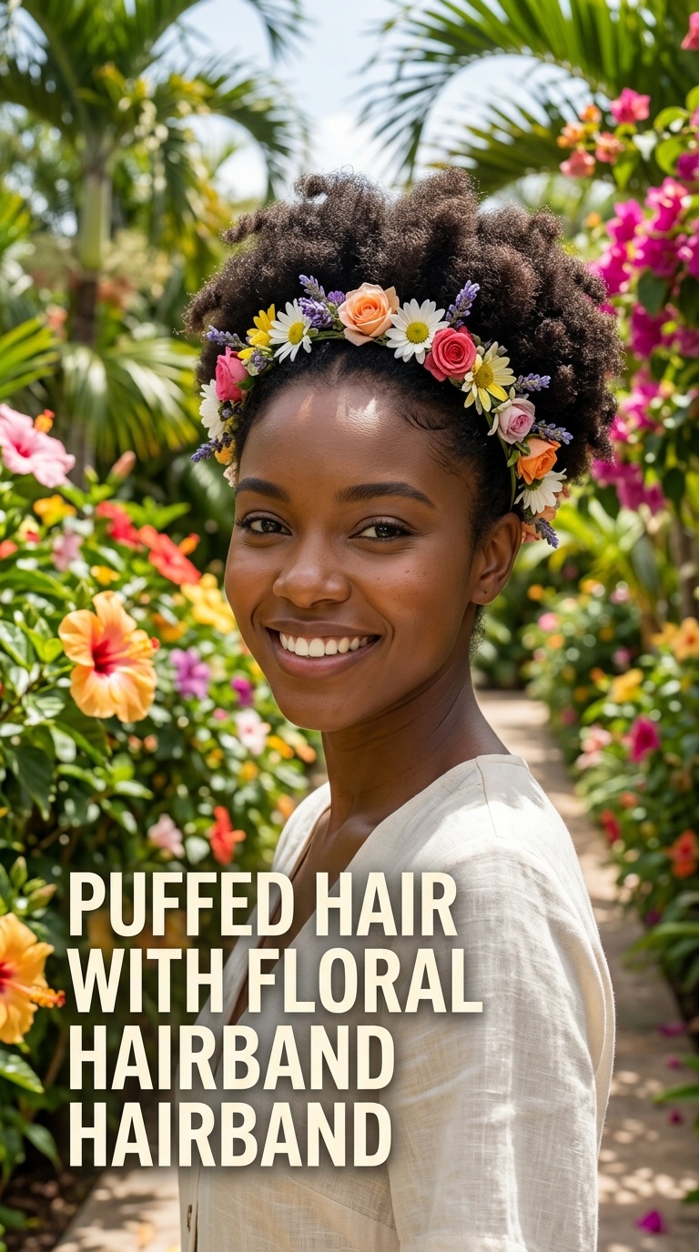 Puffed Hair with Floral Hairband