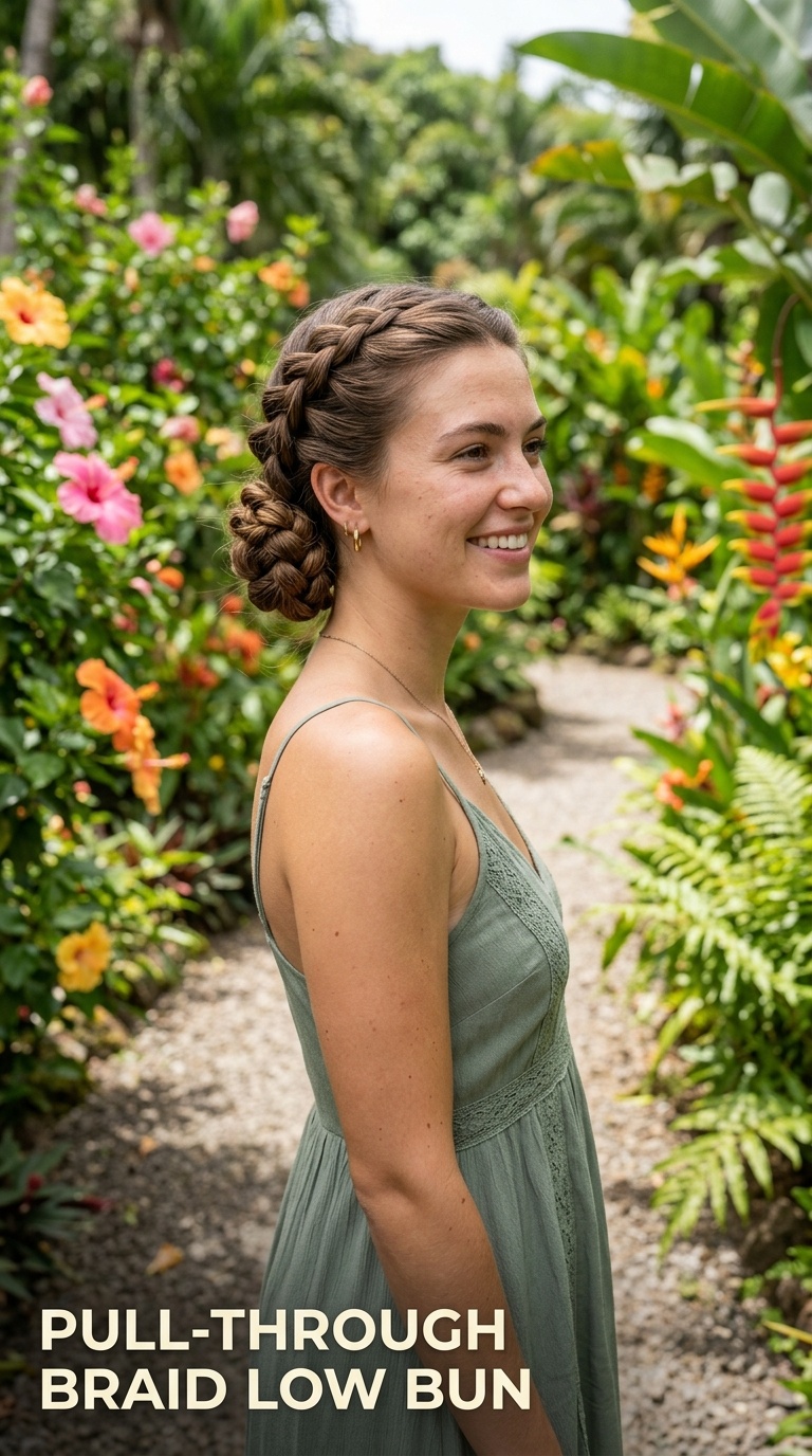 Pull-Through Braid Low Bun