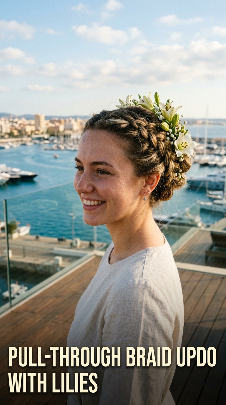 Pull-Through Braid Updo with Lilies