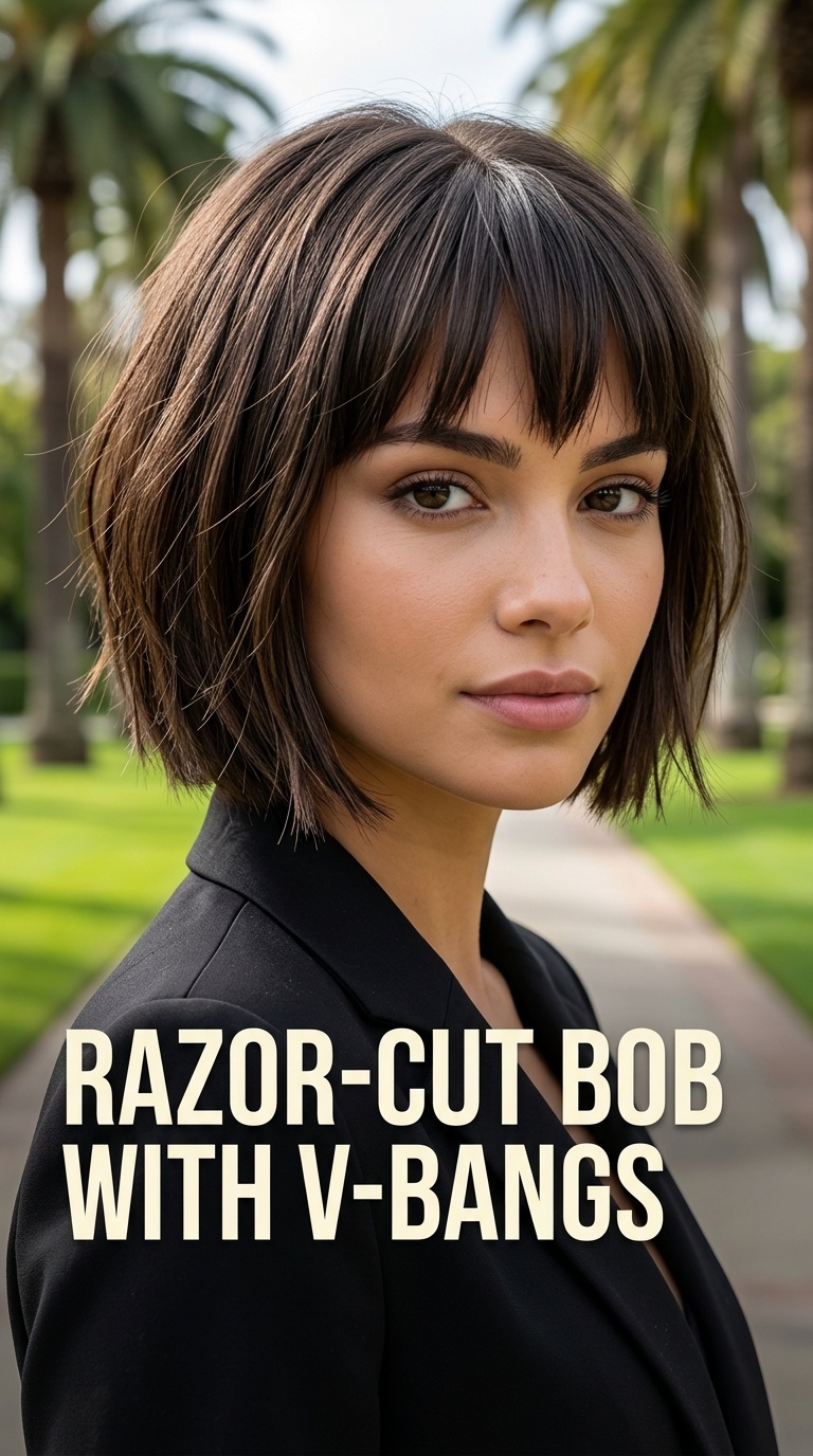 Razor-Cut Bob with V-Bangs