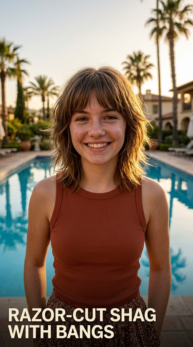 Razor-Cut Shag with Bangs