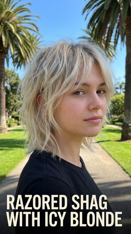 Razored Shag with Icy Blonde