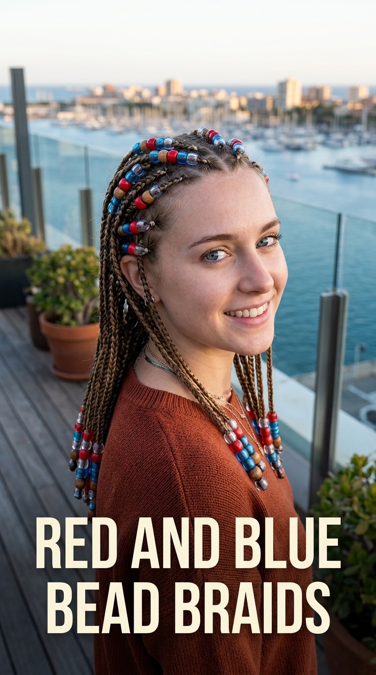 Red and Blue Bead Braids