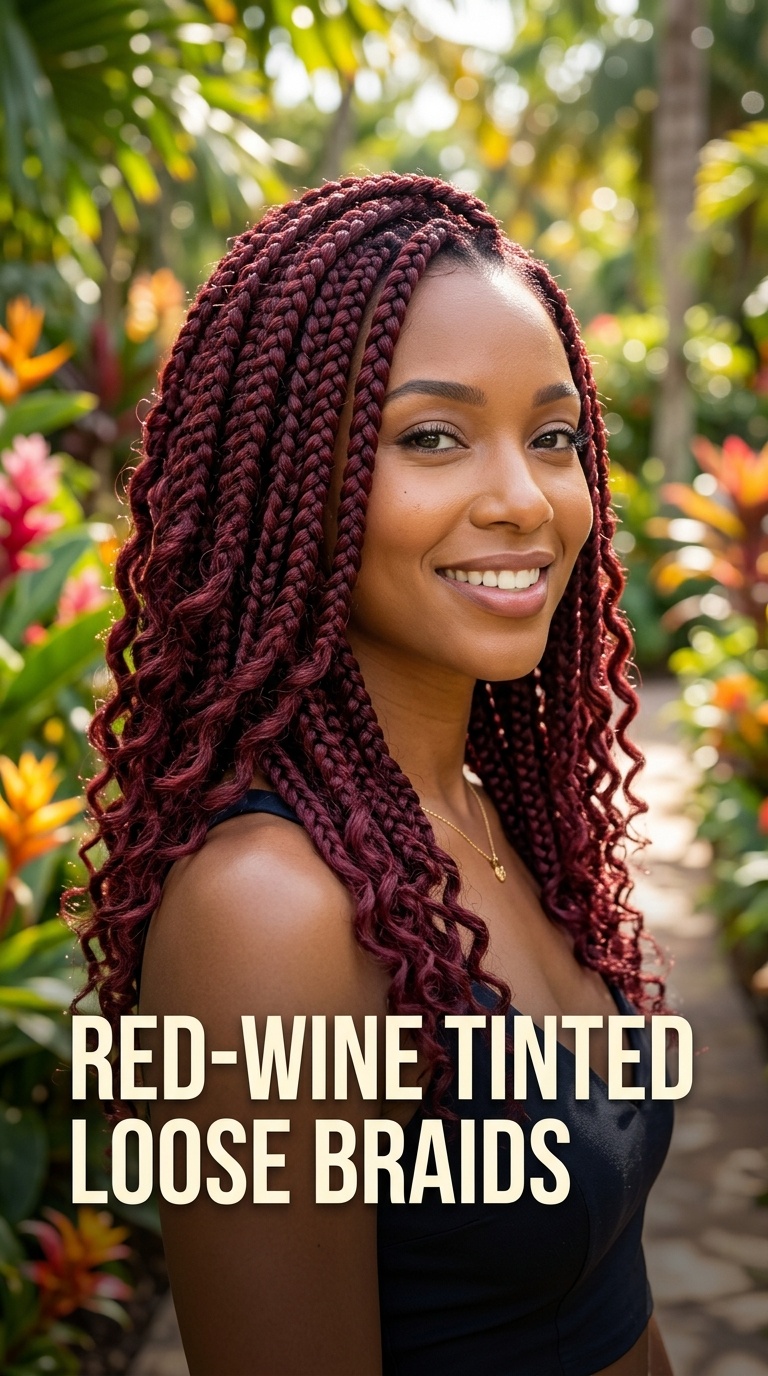 Red-Wine Tinted Loose Braids