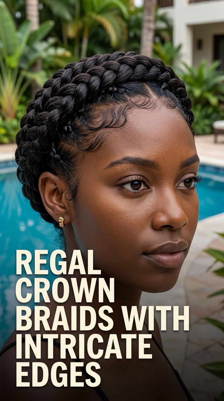 Regal Crown Braids with Intricate Edges