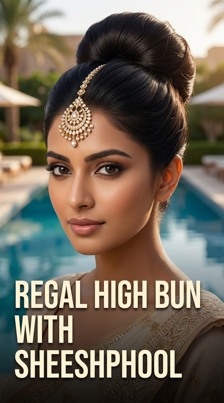 Regal High Bun with Sheeshphool