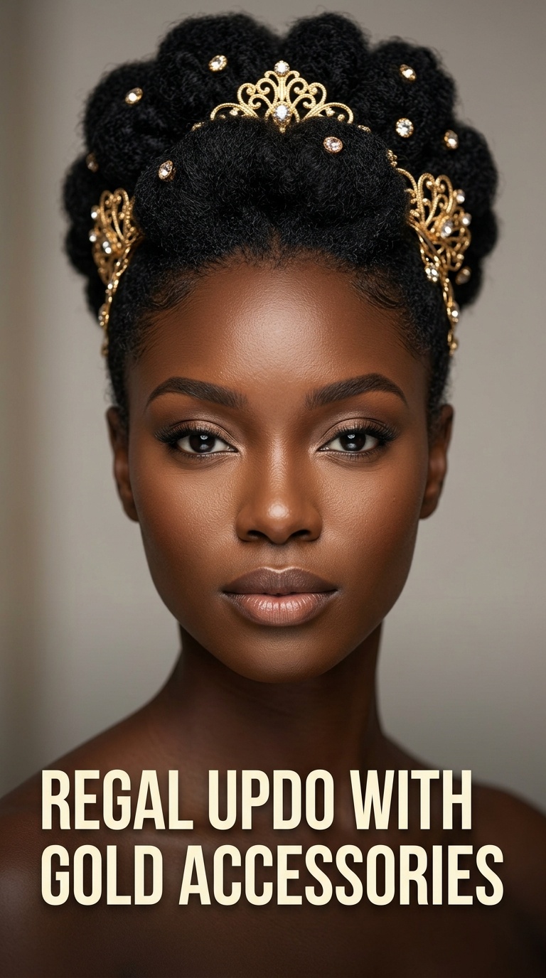 Regal Updo with Gold Accessories