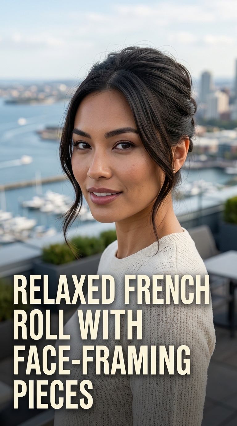 Relaxed French Roll with Face-Framing Pieces