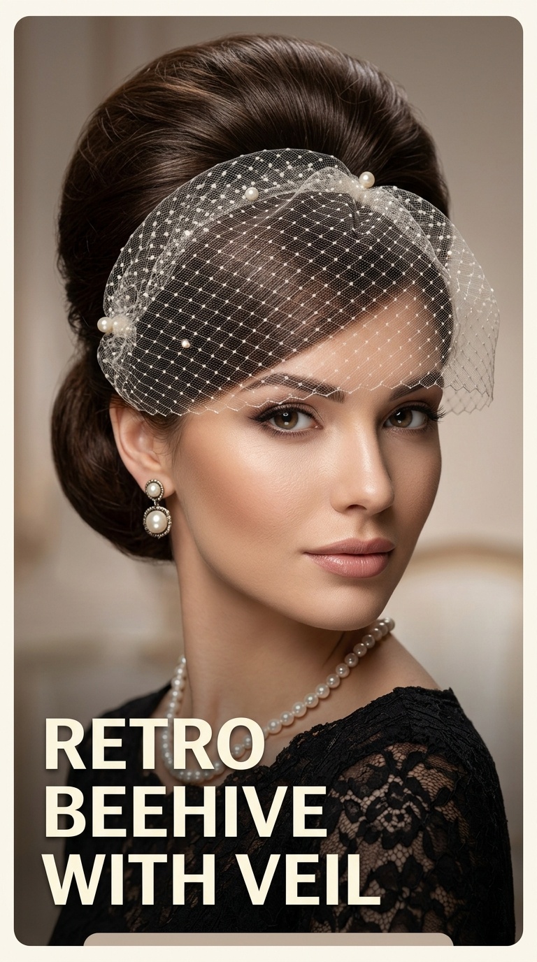 Retro Beehive with Veil