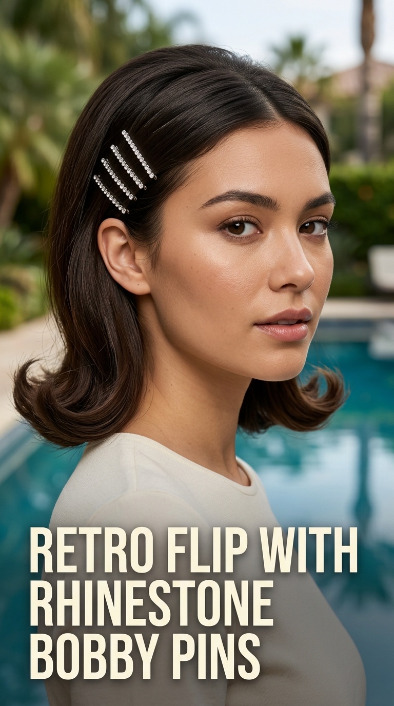 Retro Flip with Rhinestone Bobby Pins