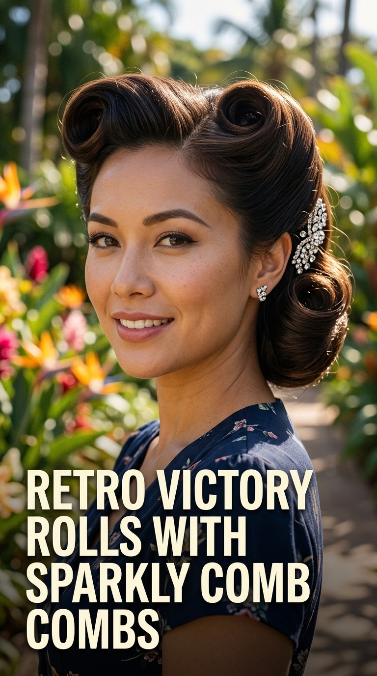 Retro Victory Rolls with Sparkly Combs