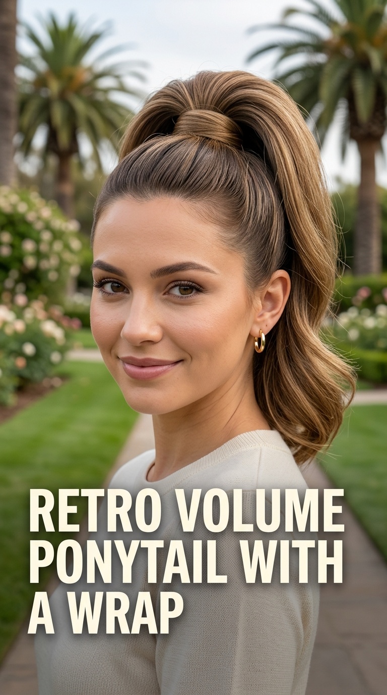 Retro Volume Ponytail with a Wrap