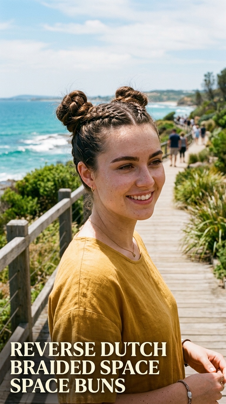 Reverse Dutch Braided Space Buns