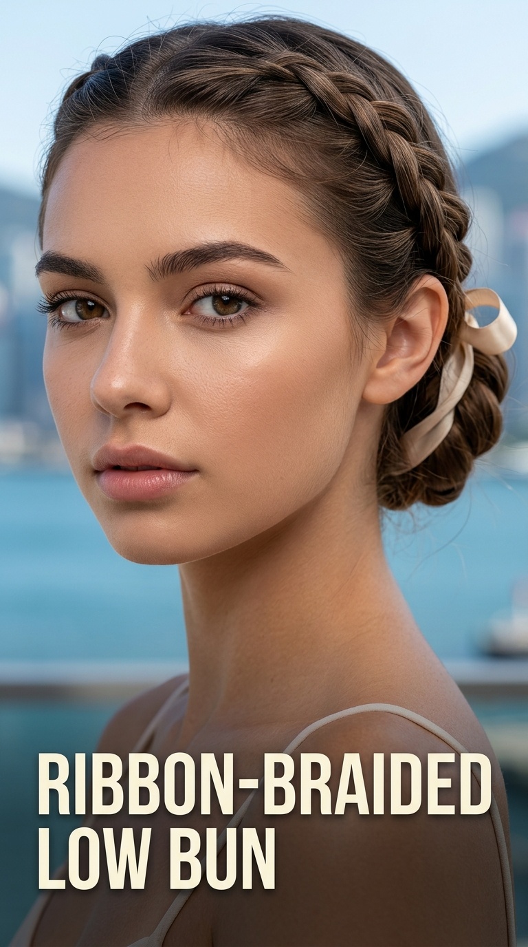 Ribbon-Braided Low Bun