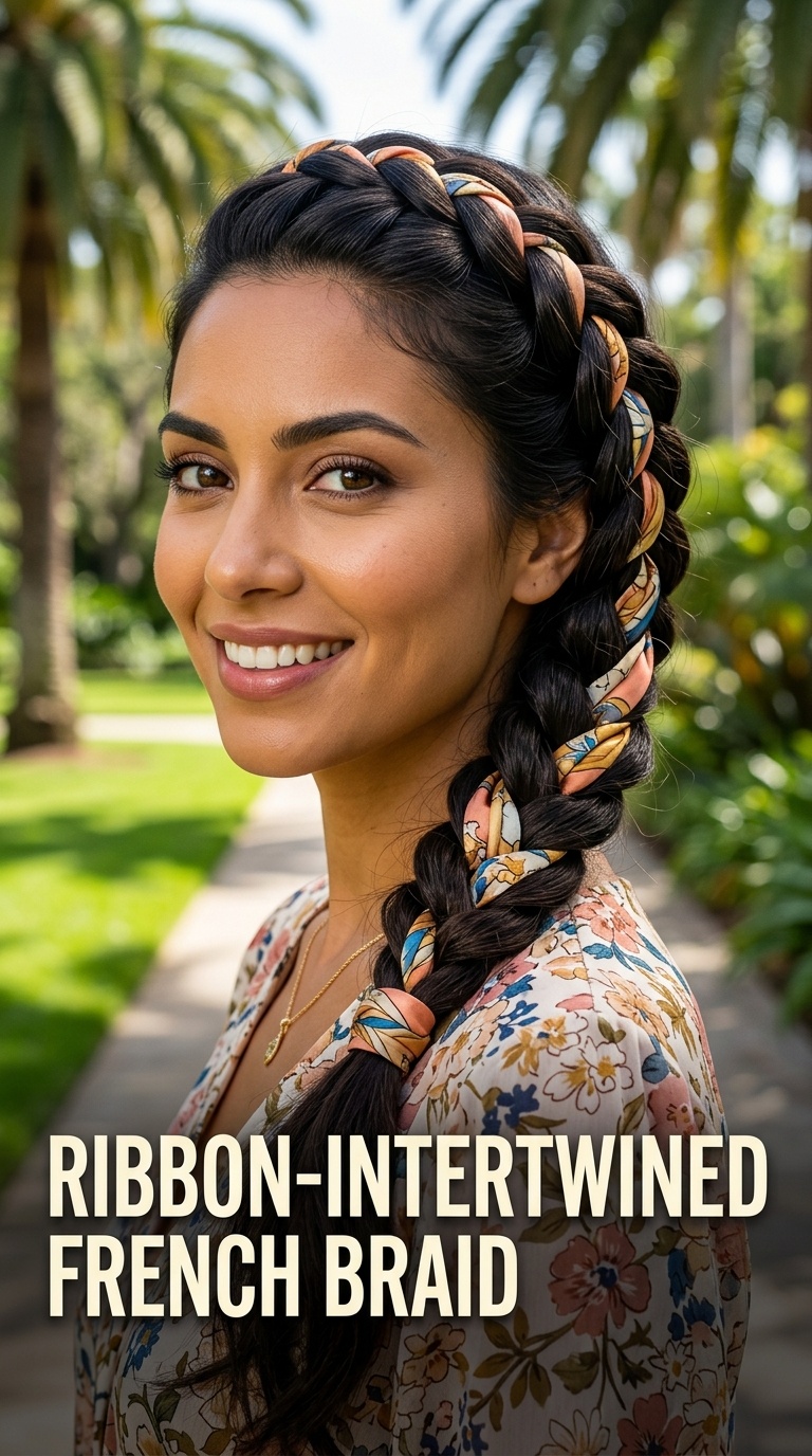 Ribbon-Intertwined French Braid