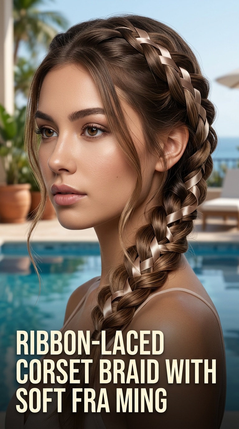 Ribbon-Laced Corset Braid with Soft Framing