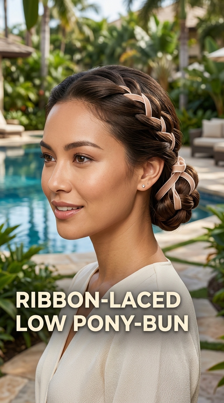 Ribbon-Laced Low Pony-Bun