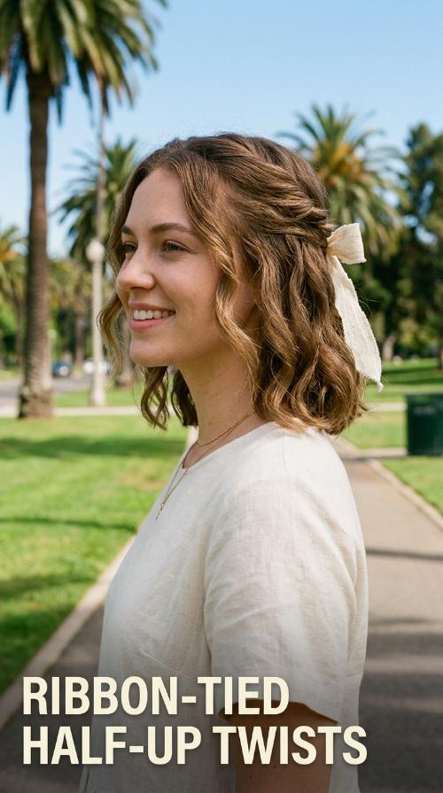 Ribbon-Tied Half-Up Twists