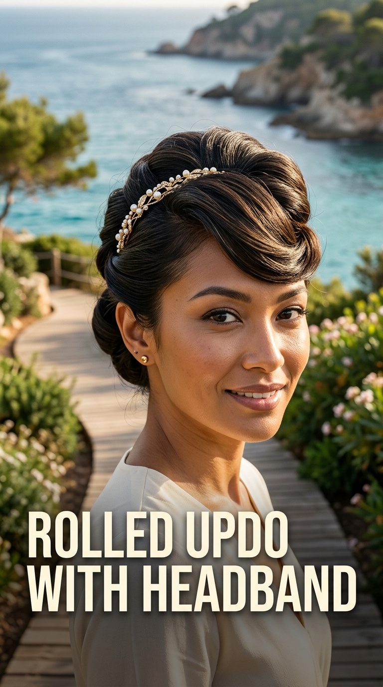 Rolled Updo with Headband