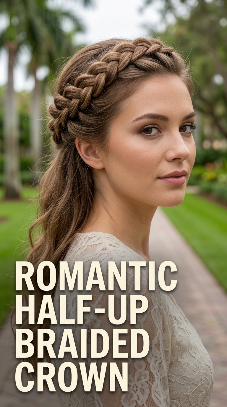 Romantic Half-Up Braided Crown