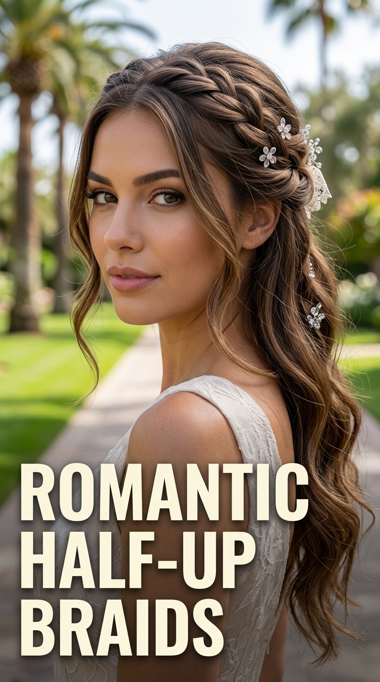 Romantic Half-Up Braids