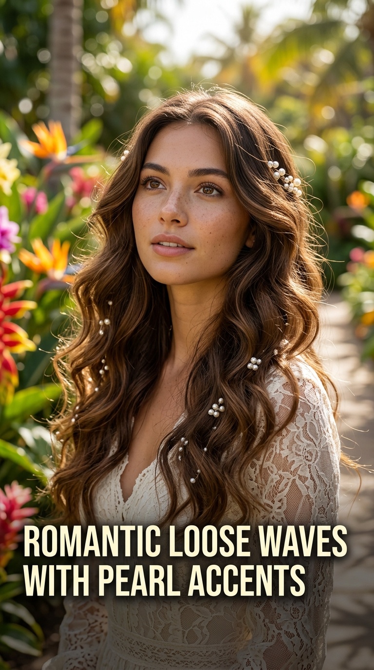Romantic Loose Waves with Pearl Accents