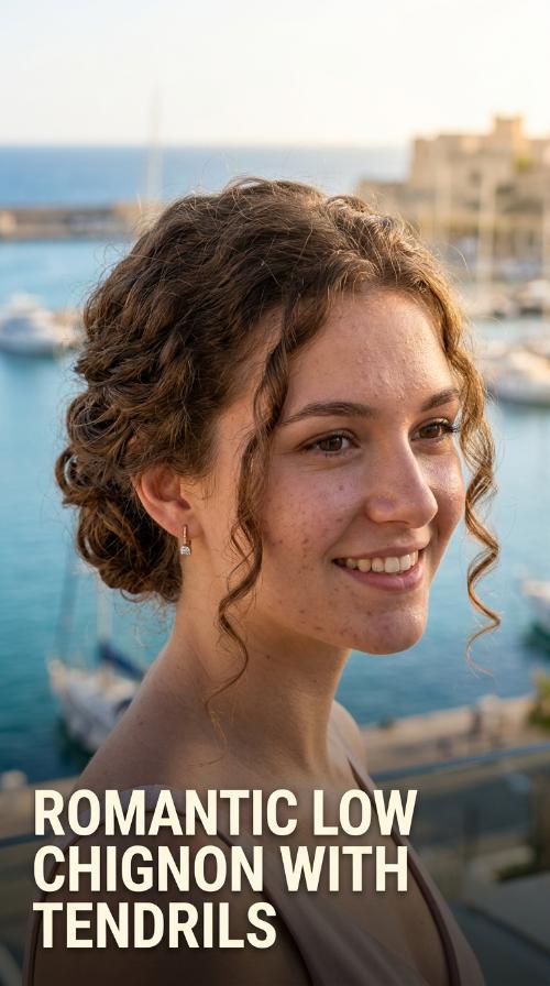 Romantic Low Chignon with Tendrils
