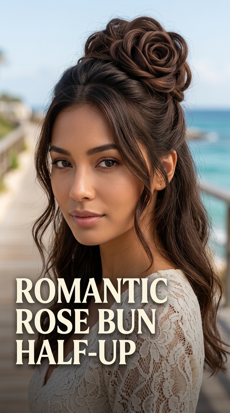 Romantic Rose Bun Half-Up