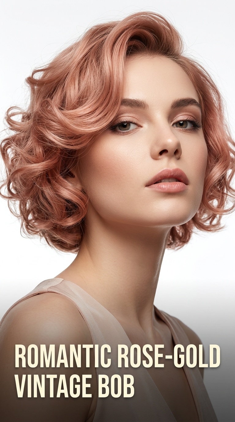 Romantic Rose-Gold Vintage Bob