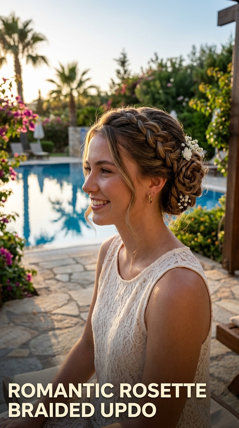 Romantic Rosette Braided Updo