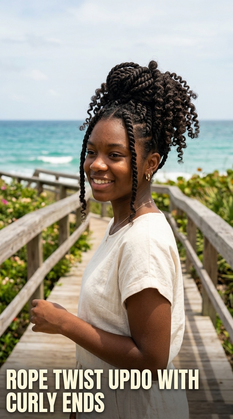 Rope Twist Updo with Curly Ends