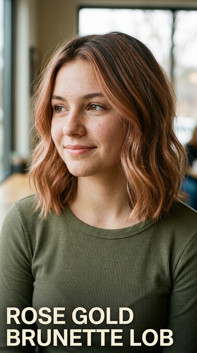 Rose Gold Brunette Lob