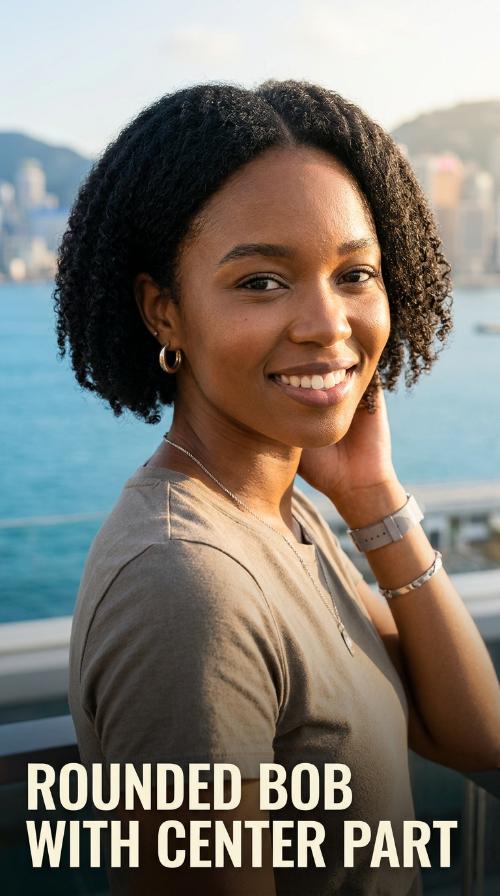 Rounded Bob with Center Part