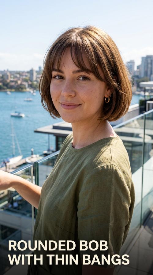 Rounded Bob with Thin Bangs
