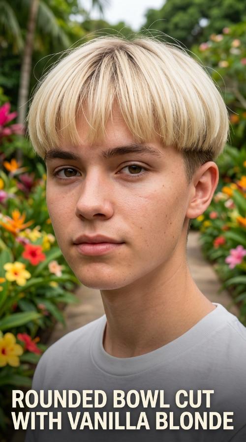 Rounded Bowl Cut with Vanilla Blonde