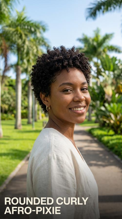 Rounded Curly Afro-Pixie
