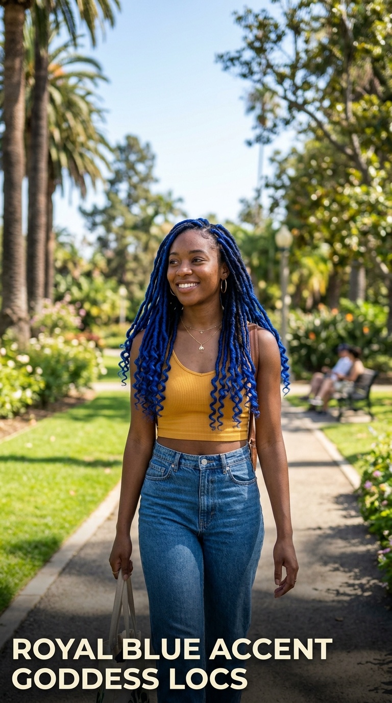 Royal Blue Accent Goddess Locs