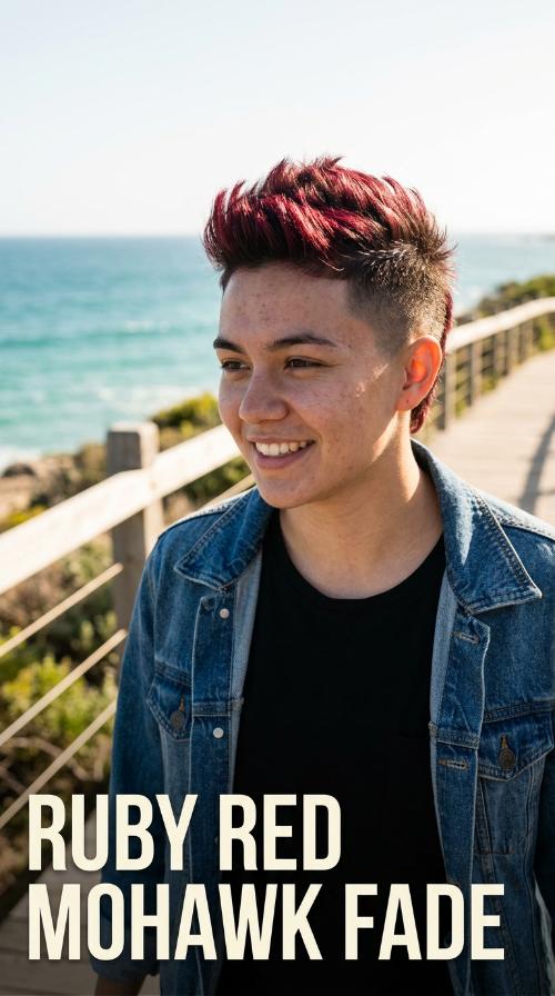 Ruby Red Mohawk Fade