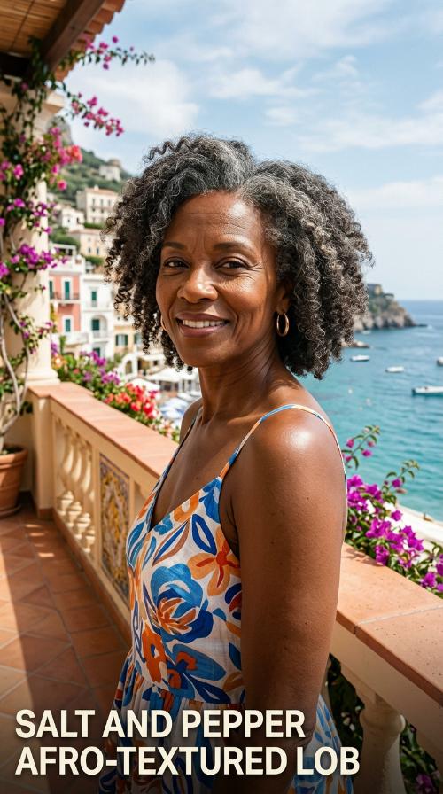 Salt and Pepper Afro-Textured Lob