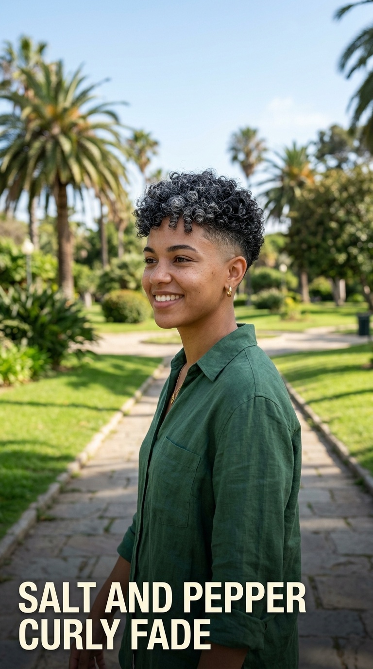 Salt and Pepper Curly Fade