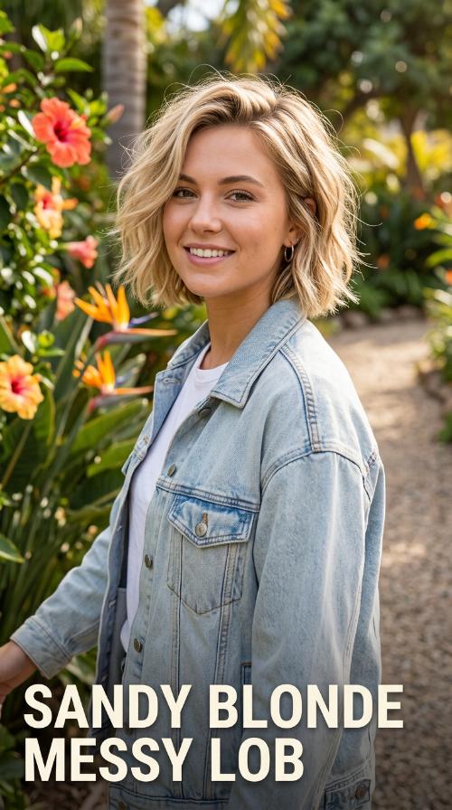 Sandy Blonde Messy Lob
