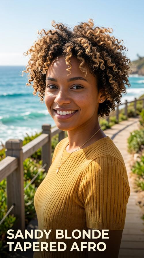 Sandy Blonde Tapered Afro