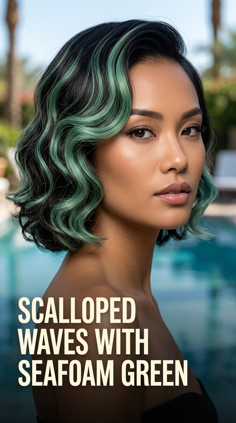 Scalloped Waves with Seafoam Green