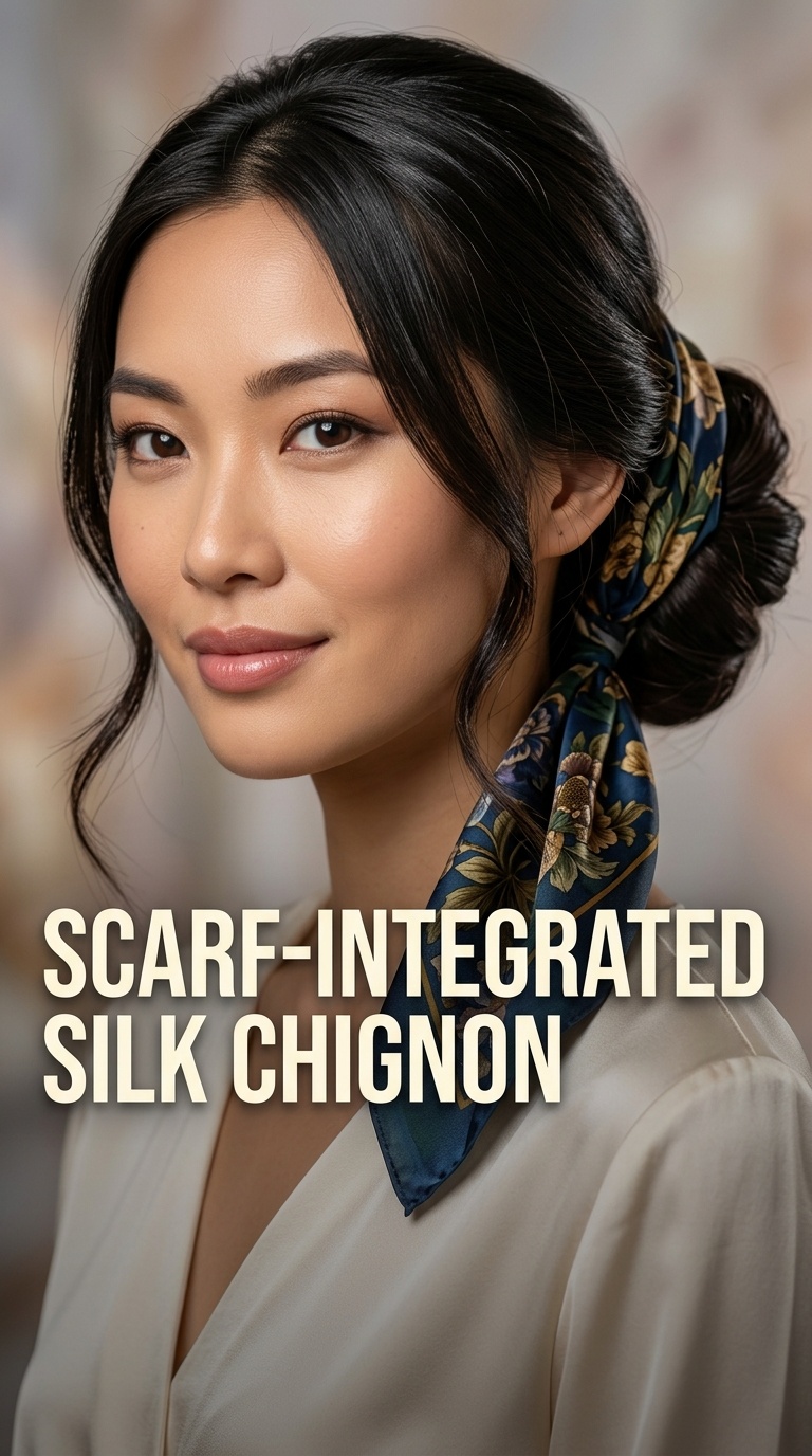 Scarf-Integrated Silk Chignon