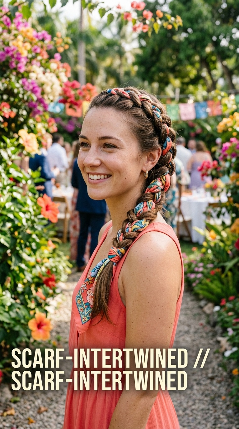 Scarf-Intertwined Dutch Braid